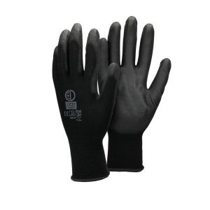 144x guantes trabajo revestimiento pu talla 10-xl negro
