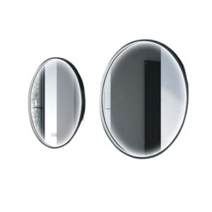 Espejo redondo tri LED  marco negro antivaho mod. Nepal 70 cm
