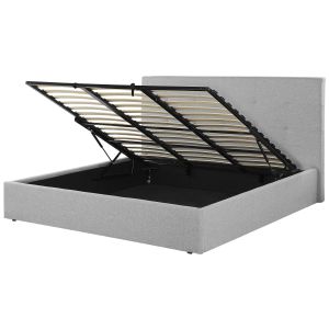 Cama con almacenaje lorient tela gris 180 x 200 cm
