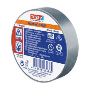 Cinta aislante homologada gris 19 mm x 20