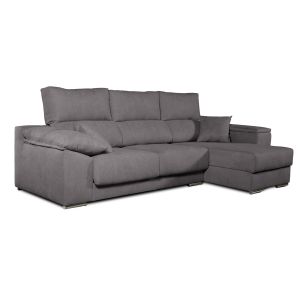 Sofá chaiselongue corsa tela antimanchas gris derecha