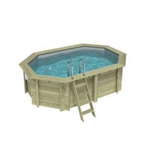 Piscina de madera nemo 4.3x3 – h.1.18, gris, con vigas ipn - bas7302ospi2