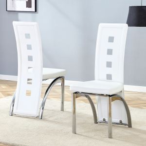 Conjunto de sillas de comedor pu blanco set de 2 respaldo perforado