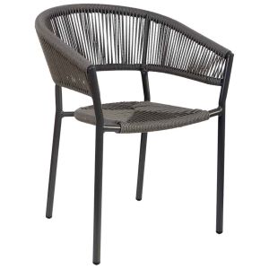 Silla de ratan sintético gris 56x61x78