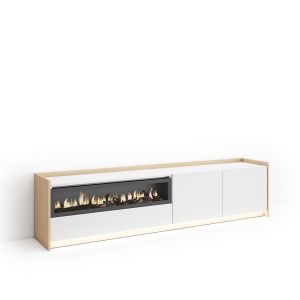 Mueble tv, 207x37x50cm, chimenea eléctrica, LED rf4894