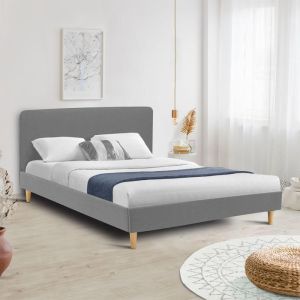 Cama doble escandinava - gris claro - 160 x 200 cm
