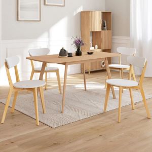 Sillas escandinavas blancas y madera - lote de 4