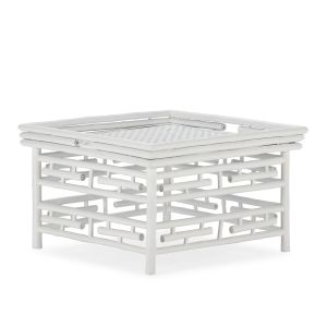 Mesa de centro 80x80x45 bambu, ratan blanco