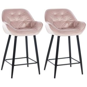 Taburetes de bar con brazos - 2 - rosa terciopelo