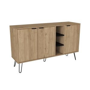 Aparador 140 cm acabado madera 3 puertas y estantes