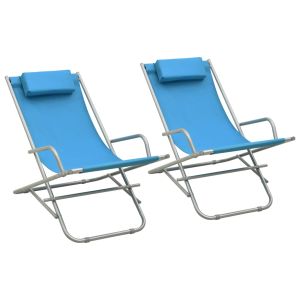 vidaXL sillas mecedoras 2 unidades acero azul