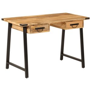 vidaXL escritorio con cajones madera mango maciza y hierro 105x55x70cm