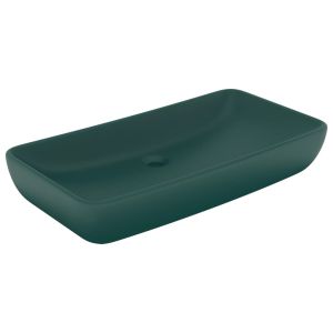 vidaXL lavabo rectangular de lujo cerámica verde oscuro mate 71x38cm