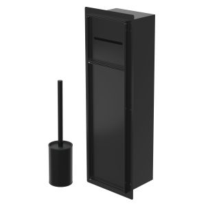 Soporte para escobilla de wc empotrado acero negro 60x20 cm con tapa