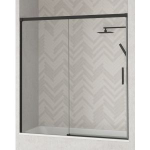 Mampara bañera de 1 fijo 1 puerta | negro mate 140cm