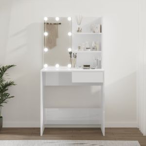 Tocador con LED blanco brillante 74,5x40x141 cm es1216