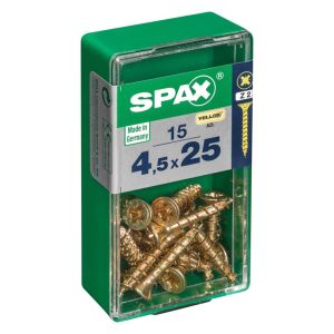 Caja 15 unid. Tornillo madera cabeza plana yellox 4,5x25mm