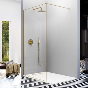 Mampara fija ducha 90  cm 1 hoja fresh arena oro cepillado barra simple