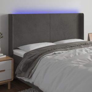 Cabecero con LED de terciopelo gris oscuro 203x16x118/128 cm eso6185