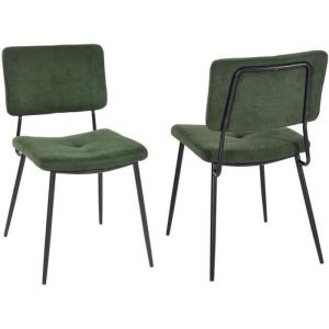 Meubles cosy - pack 2 sillas de comedor en tela verde con patas negras