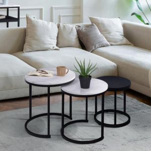 Mesas de centro nido redondas - negro - lote de 3 35/40/45 cm