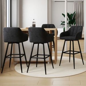 Taburetes de bar mady - terciopelo negro - lote de 4