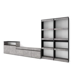 Muebles de salón para tv, 370x35x186cm, cemento rf3170
