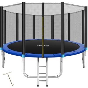 Cama elástica con red y cubierta de seguridad, ø 457 cm, negro/azul