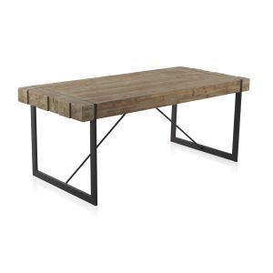 Mesa de madera con patas de metal, 200x90cm