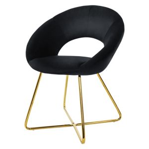Silla de comedor de terciopelo negro diseño ergonómico