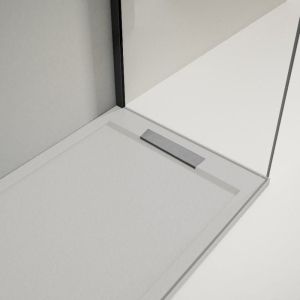 Plato de ducha resina lux gris  80x100cm rejilla acero inox.