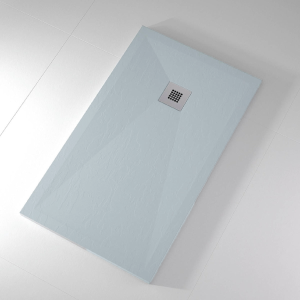 Plato de ducha pizarra onda ceniza  70x100 cm rejilla inox