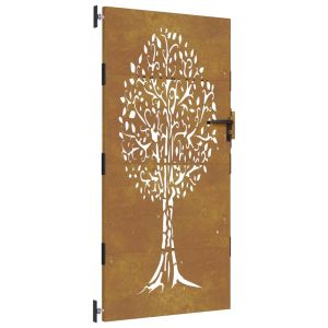 vidaXL puerta de jardín acero corten diseño árbol 85x175 cm
