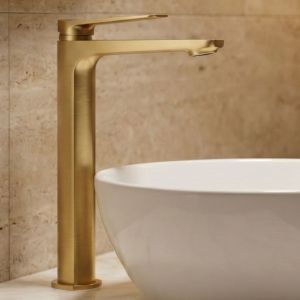 Imex - grifo monomando lavabo caño alto oro serie nápoles
