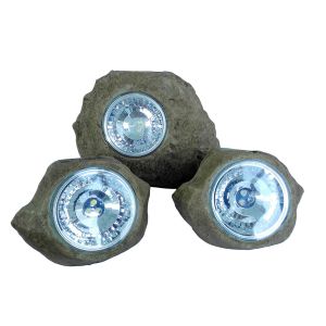 Juego de 3 rocas solares h14cm rocky brown