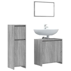 vidaXL set de muebles de baño 3 pzas madera contrachapada gris sonoma