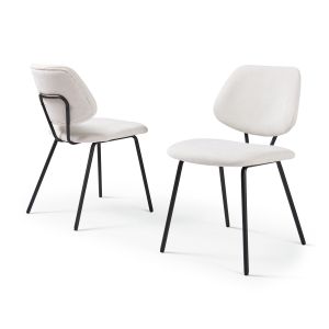Juego de 2 sillas de comedor köma tela acero 78x49x55cm beige [en.casa]