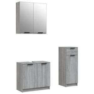 vidaXL set de muebles de baño 3 pzas madera contrachapada gris sonoma