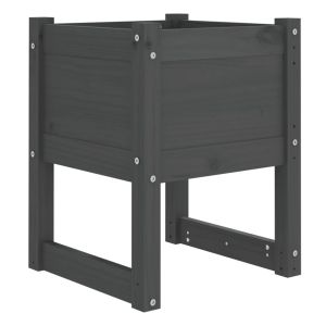 vidaXL jardinera de madera maciza de pino gris 40x40x52,5 cm
