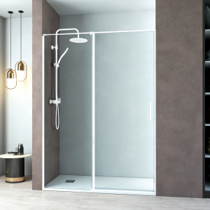 Mampara ducha frontal 1 puerta abatible 1 fijo 95cm blanco