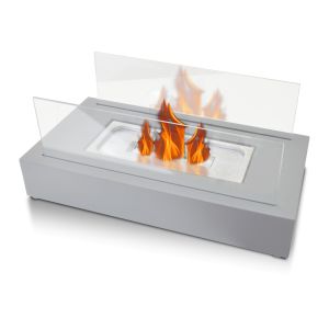 Chimenea de etanol de sobremesa con dos pantallas de cristal templado