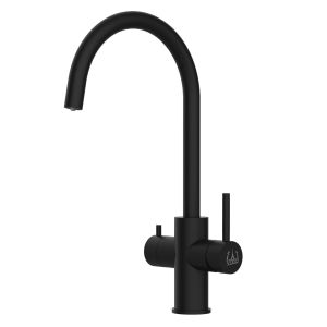 Grifo de cocina 5 vías acero inox, con caño giratorio 360° en u, negro