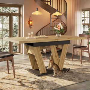 Mesa extensible con almacenaje mdf negro natural 119-158 cm