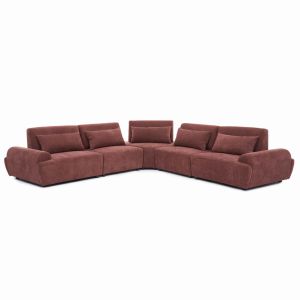 Sofá esquinero modular de 5 plazas con respaldo ajustable 340 cm rojo