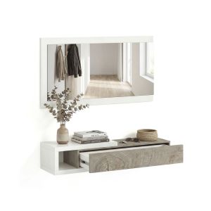 Mueble de recibidor con espejo derek blanco mate – roble alaska