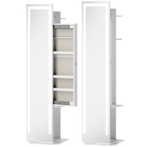Armario joyero 38.5x38.5x172.5 cm mdf, vidrio color blanco Homcom