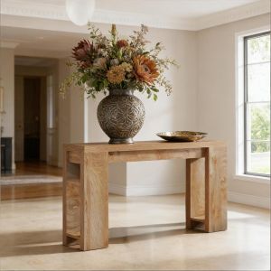 Mesa consola para recibidor salón madera marrón 160x30cm