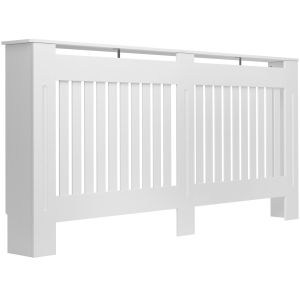 Cubierta para radiador de lamas, mdf, 172,3 x 19 x 82 cm, blanco