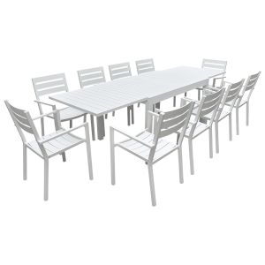 Conjunto de jardín extensible venezia 132/264 de 10 plazas aluminio blanco