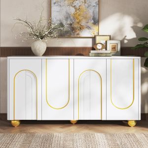 Aparador para salón comedor recibidor 4 puertas blanco 74x140x40cm
